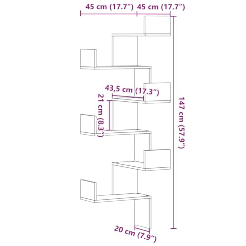 Estante esquinero de pared para aprovechar rincones vacíos en gris hormigón 4
