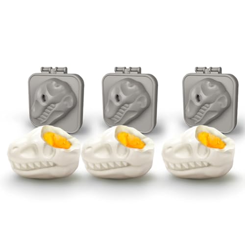 LUCKKY 3 Stück Dinosaur Skull Hard-Boiled Egg Mold, Form für hartgekochte Eier mit Dinosaurierschädel, Eierformer für Gekochte Eier, Gekochte Ei Mold, Eierformen zum Kochen für DIY-Küchenzubehör