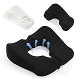 BALAPET Memory Foam Bed Sore Cushions for Butt, Ergonomic Bedsore Pressure Relief Pillow for Sleeping and Sitting, Removable T Shaped Opening Tailbone Cushion for Bed Sores on Buttocks(Black)