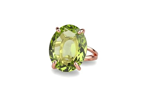 Bague péridot femme or rose 14k : bague artisanale simple et bijou de déclaration