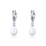 LNNSHX Pendiente Pendientes Colgantes Scute 925 Círculos de Plata Enlace Lágrima Concha Perla Pequeños Aros Aros Pendientes para Mujeres Joyería Niños Niñas Aros Aretes