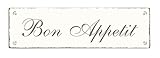 Größe 20,00 x 6,00 x 0,5 cm SCHILD Dekoschild « BON APPETIT » Shabby Vintage Holzschild Türschild Dekoration Frankreich Restaurant