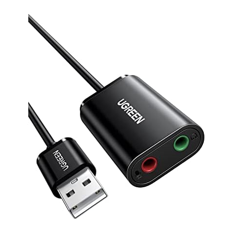 UGREEN Externe USB Soundkarte Klinke USB Adapter für Computer, PS5, PS4, USB Audio Stereo Adapter External Sound Card (Schwarz) Cover