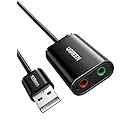 UGREEN USB Audio Adapter External Stereo Sound Card with 3.5mm Headphone and Microphone Jack for Windows Mac Linux PC Laptops Desktops PS5 Black