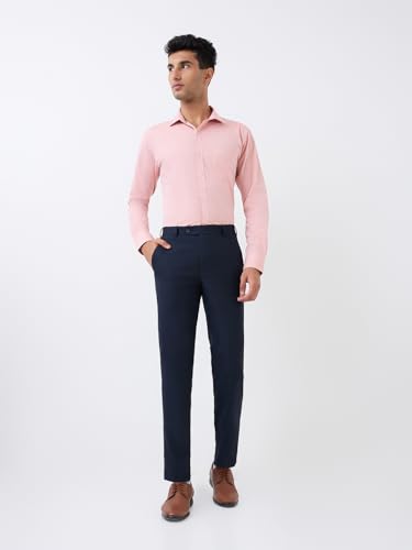 Image of Park Avenue Men's Regular Fit Mid Rise Neo Fit Checks Pattern Polyester Blend Flat Front Formal Trouser