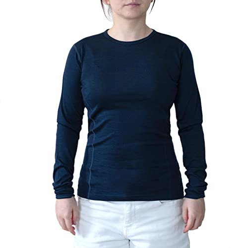 SHEEP RUN 100% Merino Wool Women's Base Layer Wicking Breathable Hiking Long Sleeve Shirt
