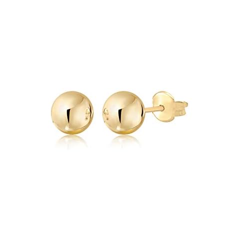 14K Yellow Gold High Polished Shiny Stud Post Sphere Round Ball Earrings with Post and Butterfly Back Closure 6 Millimeters Cover