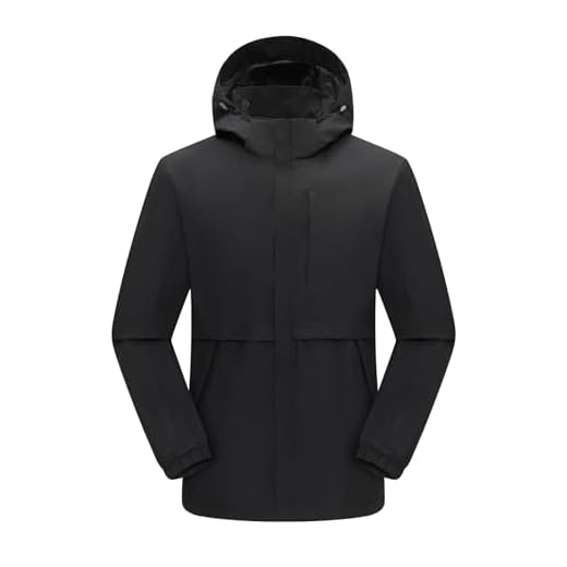 Jywmsc Men's Outdoor Waterproof Jacket Windproof Lightweight Softshell Rain Coat With Hood For Outdoor Climbing Golf Fishing Cycling, Black, L