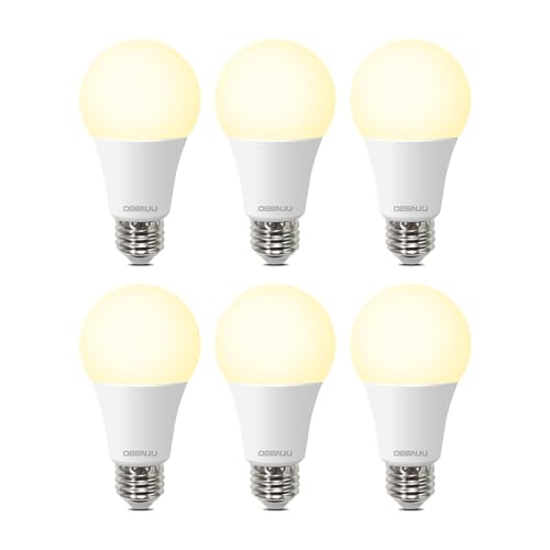 Image of DEGNJU A19 LED Light Bulbs 100W Equivalent 2700K Soft White, 1500 Lumens, E26 Base, Non-Dimmable, 13W Bright White for Bedroom Home Office, 6 Pack