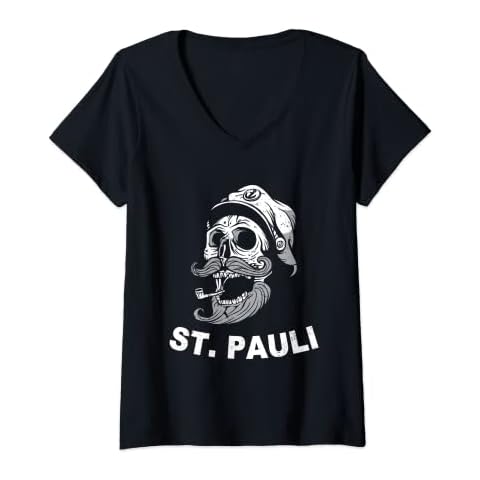 Womens Saint Pauli Sailor Sailor Skull Hamburg V-Neck T-Shirt Cover