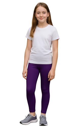 PopCouture Hochwertige Sport-Leggings für Mädchen zum Tanzen und Gymnastik, violett, 7-8 Jahre