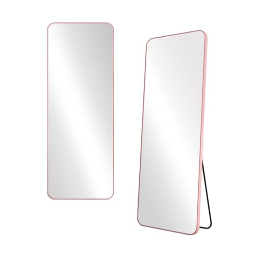 Brigros - Specchio Da Terra O Parete 160x50 Cm Con Telaio In Alluminio Con Bordo, Specchio Lungo Moderno Ideale Per Camera Da Letto, Ingresso In Diversi Colori E Forme (Oro rosa, Rettangolare)