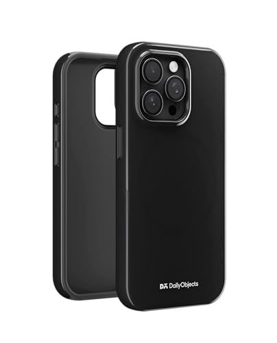 Image of DailyObjects Polycarbonate Enamel Bumper Magsafe Case for iPhone 14 Pro Max Compatible with Mag-Safe Wireless Charging | Black Hybrid Magnetic Back Cover