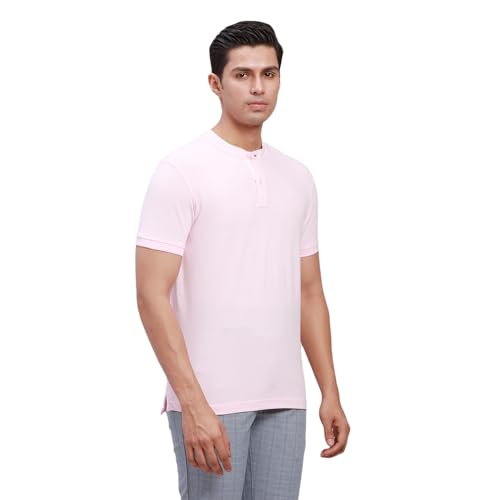 Image of Parx Men's Cotton Polyester Blend Solid Pattern Regular Fit Henley Collar Henley Neck Half Sleeve Casual T-Shirt