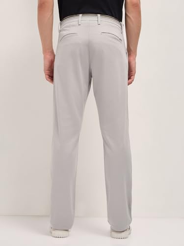 Image of Men's Grey Cotton Straight Fit Casual Trouser