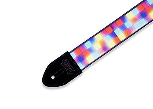 Levy's Leathers 2" Polyester Guitar Strap Neon Block Design; Multi Color MP2-010 - Image 4