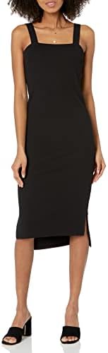 The Drop Women's Amelia Square Neck Strappy Bodycon Midi Tank Dress Dress, Black, M