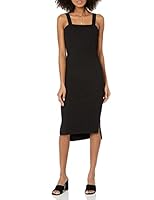 The Drop Women's Amelia Square Neck Strappy Bodycon Midi Tank Dress Dress, Black, XXS