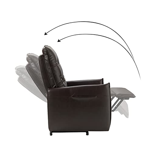Hulala Home Modern Pu Leather Power Lift Recliner, Mid-Century Leather Power Remote Recliner With Metal Base, Electric Power Recliner Chair With Flared Arms & Tufted Back Cushion, Brown #TOP5