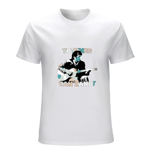 Huadian 1970S Townes Van Zandt Guitar T Shirt - Adult T-Shirt Whites