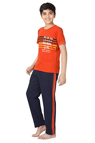 Image of Kids Night Suit for Boys - Cotton Set of Pyjama & T-Shirt Sleepwear - Lightweight & Comfortable Night Wear for Kids