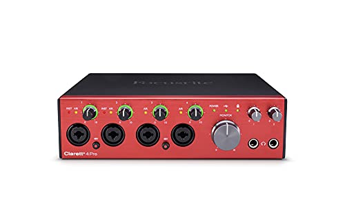 Focusrite Clarett+ 4Pre, Interfaccia Audio Usb Per Musicisti, Qualità Studio - Registrazioni Di Alta Qualità: Quattro Preamplificatori Microfonici A B