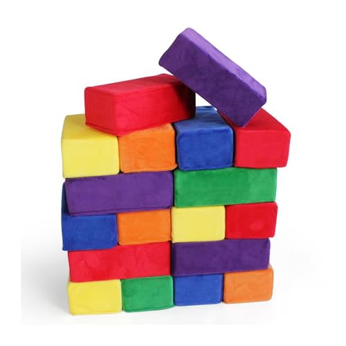 Image of The Original Premium Plush Building Block for Kids - Certified Safe Foam Blocks in Luxuriously Soft Fabric Covers (Classic Colors, Blocks)