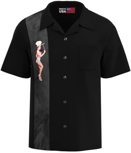 BeRetro Men's Bowling Retro 50’s BBQ Pin Up Shirt ~ USA Made ~ Smokin' Fantasy