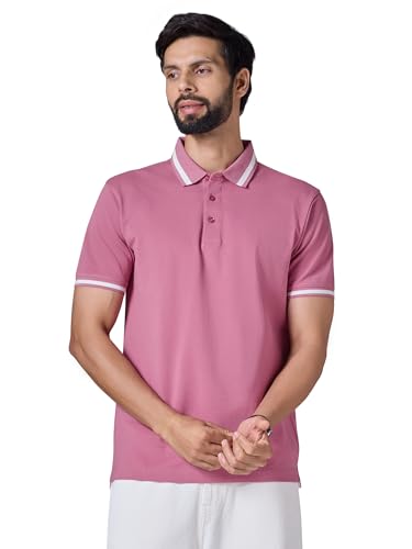 Image of XYXX Men's Apex Mercerized Cotton Striped Collar Pique Polo T-Shirt