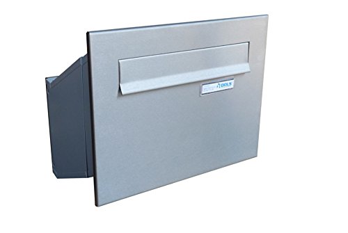 D-241 XXL Edelstahl Mauerdurchwurf Briefkasten mit Namensschild (Tiefe: 23-38 cm) - LETTERBOX24.de