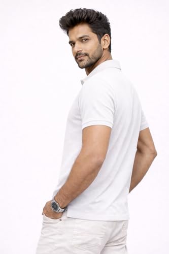 Image of Premium Pique Cotton Pocket Polo T-Shirt for Men | 210-220 GSM | Regular Fit | 2-Button Placket | Soft Breathable Fabric | XS-3XL