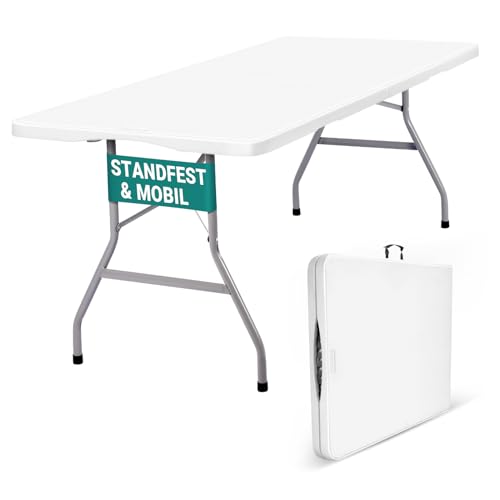 Byliable Klapptisch, 180cm, tragbar, robust, Kunststoff, zusammenklappbar, für drinnen und...