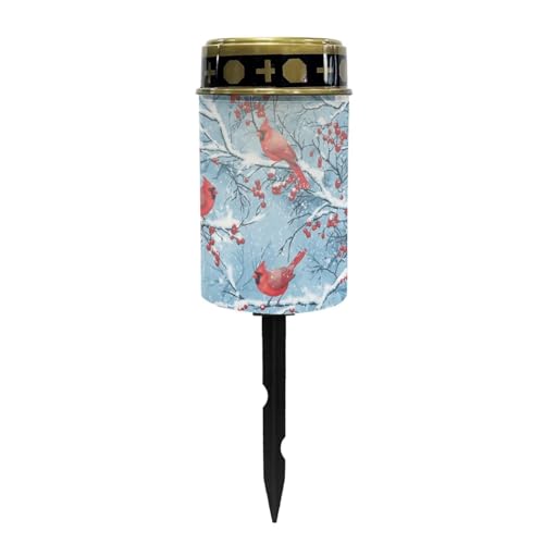 Image of Red Cardinal Bird Solar Grave Lights for Cemetery Flameless Solar Powered Light for Prayer Waterproof Outdoor Christmas Decor Cemetery Solar Lights for Grave Lamp