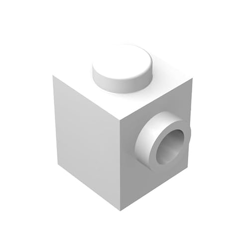 110 Piece Brick, Modified 1 x 1 with Stud on Side, White, Compatible with Lego Parts and Pieces