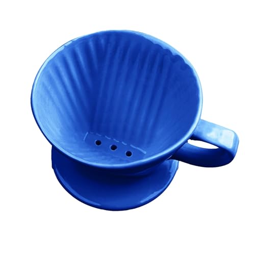 NBYHZLS Handmade Pour Over Ceramic Coffee Dripper - Authentic Brewing Experience for Camping, Office, and Home (Blue)