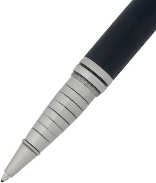 Swissbrand Vivid 2532 Matte Black Chrome Ballpoint Pen With Chrome Trim – Elegant Brass Body, Smooth Writing, 0.6Mm Tip, Ideal Gift For Him/Her, Black Ink
