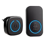 Funkklingel aussen wasserdicht IP55 mit 300m Reichweite, kabellose Funk Türklingel mit 2 Empfängern & 1 Sender, 50 Klingeltönen, 5 Lautstärken bis 120 dB, LED Signal für Haus & Wohnung