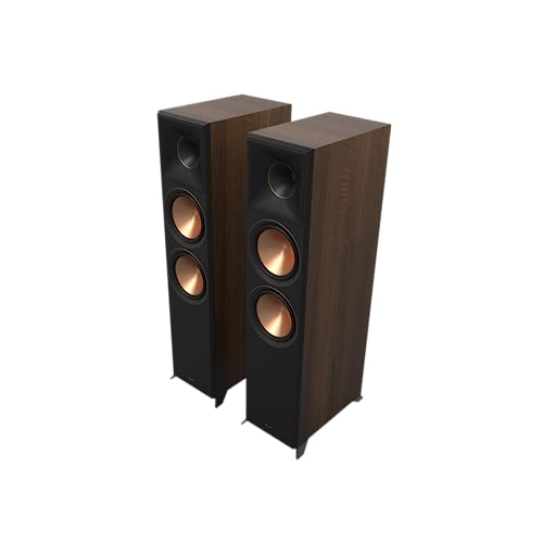 Klipsch Reference Premiere RP-8000F II 2.0 Dual Floorstanding Speaker Pair with Larger 90° x 90° Hybrid Tractrix Horn, 8” Cerametallic Woofers for Premium Home Theater Sound in Walnut