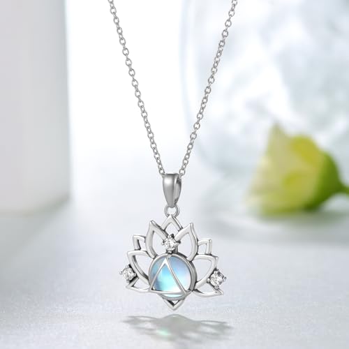 Sobriety Necklace Sterling Silver AA Necklace NA Necklace Recovery Symbol Necklace Lotus Sobriety Gift for Women2