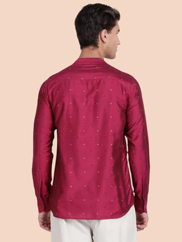 Image of KRYPTIC Men's Full Sleeve Regular Fit Short Kurta in Premium Pure Cotton with Patch Pocket and Mandarin Collar - Perfect Blend of Style and Comfort