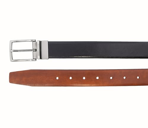 Vince Camuto Belts Men | Reversible Black Belt to Dark Tan with a Nickle Belt Buckle | Bonded Leather Belt - Image 5