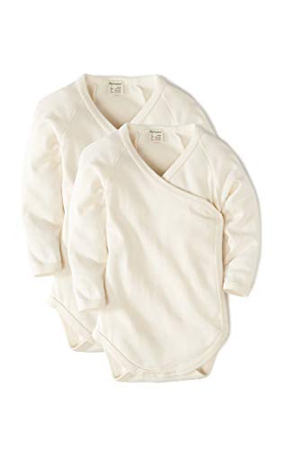hessnatur Baby Mädchen und Jungen Unisex Langarm-Wickelbody aus Reiner Bio-Baumwolle, 2er-Set Natur/Natur 50/56