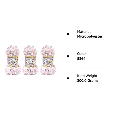 Alize Puffy Color Baby Blanket Yarn Big Loop Lot Of 3Skn 300Gr 30Yds 100% Micropolyester Soft Yarn Hand Knitting Yarn Super Chunky Bulky Woven Worested Yarn (5864) #TOP5