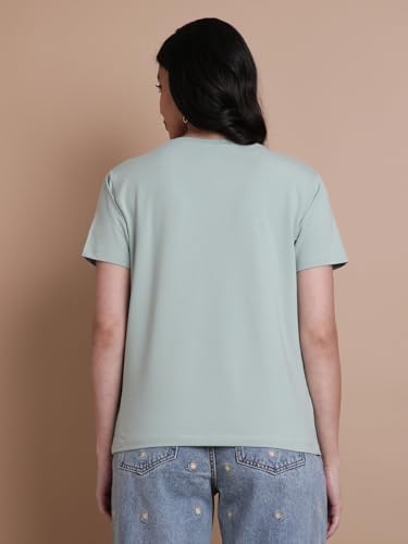 Image of TWIN BIRDS Women Cotton Elastane T-Shirt | Round Neck Casual Everyday Top