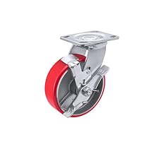 6"X 2" Heavy Duty Casters - Industrial Casters Polyurethane Caster with Strong Load-bearing Capacity 1200 LB, Brake Caster, Widely Used in Furniture,WorkBrench,Tool Box1 Brake