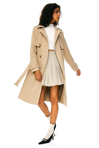 Stylish and Versatile Orolay Women’s Khaki 3/4 Length Trench Coat with Belt – Medium Size - Image 3