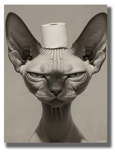Funny Sphynx Cat Canvas Wall Art, 12x16