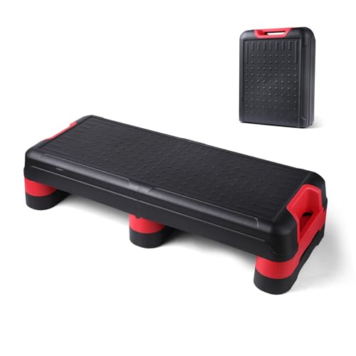 33.5″ Aerobic Exercise Folding Step Platform for Home Workout, Configurable 3 Height Workout Stepper for Office Indoor Home Gym Exercise, Lightweight, Save Storage Space Aerobic Step Platform