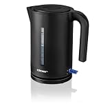 Cloer 4110 Wasserkocher, 2200 W, große Wasserstandsanzeige, Kalkfilter, Trockengeh- und Überhitzungsschutz, 1,7 Liter, schwarz