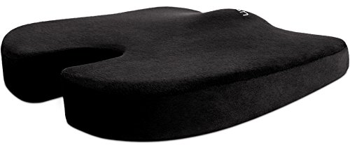 Cush Comfort Memory Foam Seat Cushion (Extended) - Office Chair Cushion - Non-Slip - Spinal Alignment Coccyx Chair Pad for Relief from Sitting Back Pain